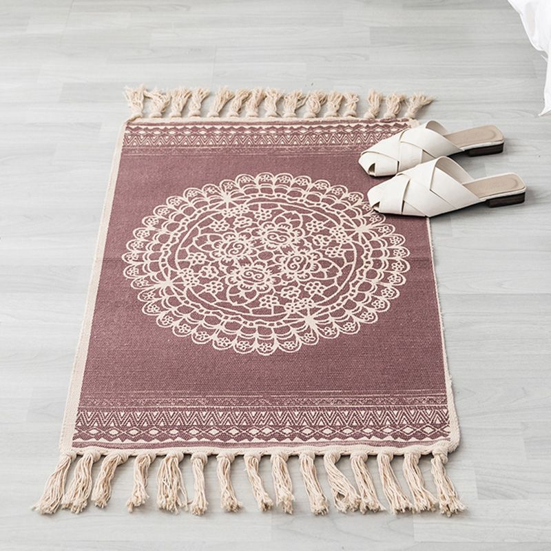 Rapis boho multi-couleurs Mélange de coton Southwestern Modèle Tapis à main le tapis lavable de machine à main avec gland pour la décoration