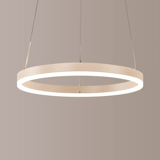 1/2/3-Light Living Room Chandelier Pendant with Ring Acrylic Shade Brown/Black/White Ceiling Light in Warm/White/Natural Light