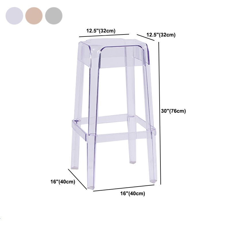 Modern Squared Counter Chair Plastic Backless Indoor Counter-height Stool