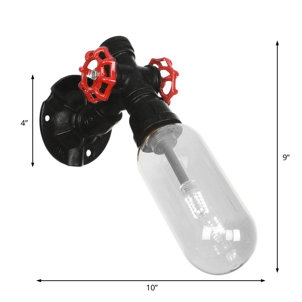 Tubería de pared de vidrio de vidrio simple ligero Ligero industrial de la sala de estar ovalado negro