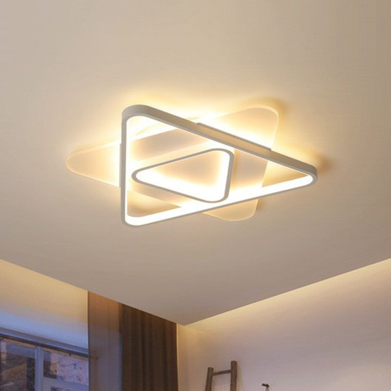 Triangle salon plafonnier acrylique contemporain LED encastré luminaire en blanc