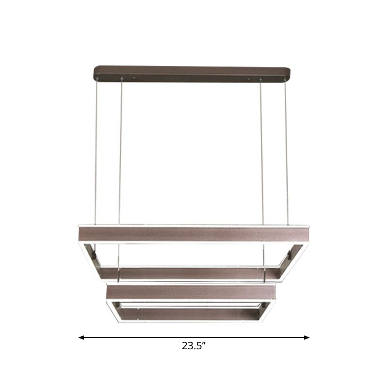2/3/4 TIERS vierkante woonkamer kroonluchter acryl minimalistische led suspensie hanger in koffie, warm/wit licht