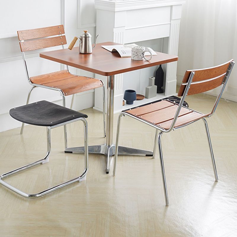 Dining Room Contemporary Silver Leg Open Back Armless Dining Chair