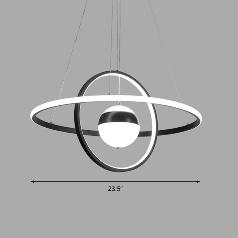 Bal en ringvormige kroonluchter minimalistische acryl zwart plafond hanger licht over tafel