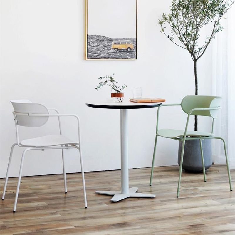 Contemporary Metal Dining Room Chair Arm Open Back Dining Side Chair for Dining Room