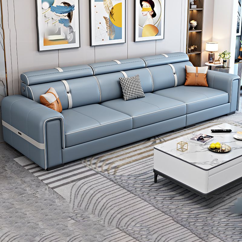 Scandinavian Light Blue Sofa/Sectional with Square Arm for Living Room