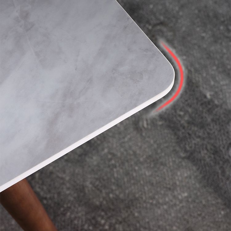 Rectangle Grey Dining Table Rubberwood Solid Wood Legs Dining Table