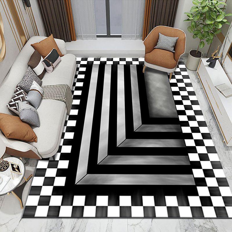 Orange Modern Rug Polyester Abstract Pattern Rug Washable Rug for Drawing Room