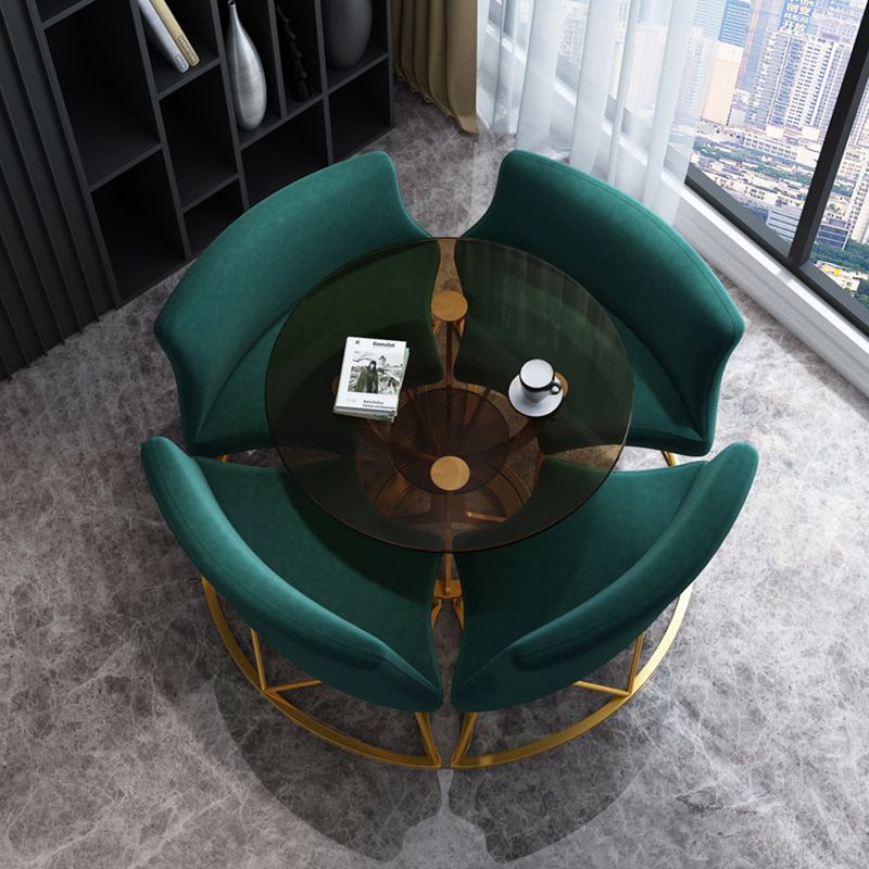 Modern Style Glass Dining Table Black Round Dinner Table with Pedestal Base