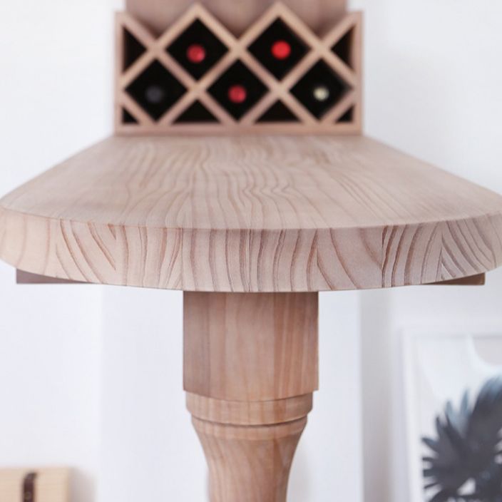 Industrial Style Bar Table Wood Specialty Top 41.3"H Bistro Table with Wine Rack