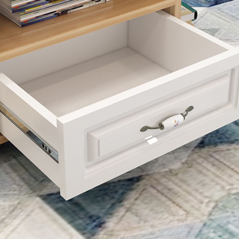 modern oval gals top coffee table with shelf and drawer and Casters