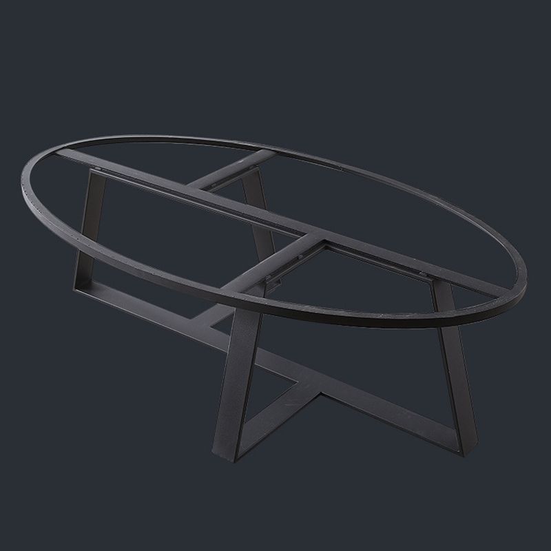 Marble Oval Coffee Table Metal Frame Abstract Cocktail Table