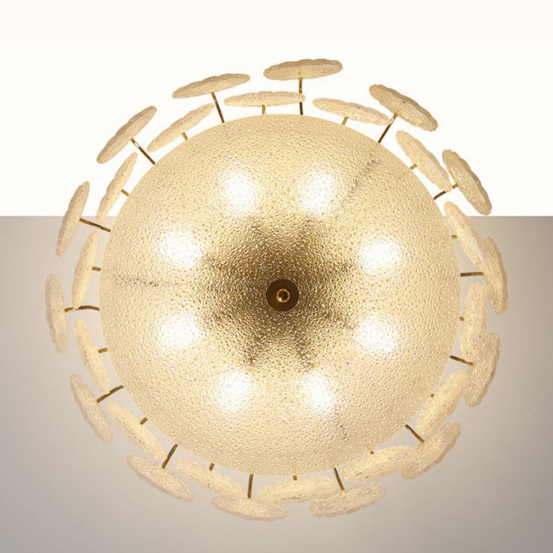 Multi Lights Ceiling Mount Light Modern Style Round with Glass Shade for Bedroom