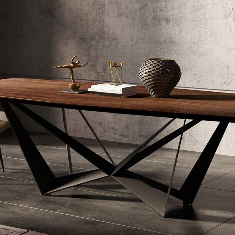 Industrial Style Rectangle Dining Table Wood Table with Metal Legs for Home