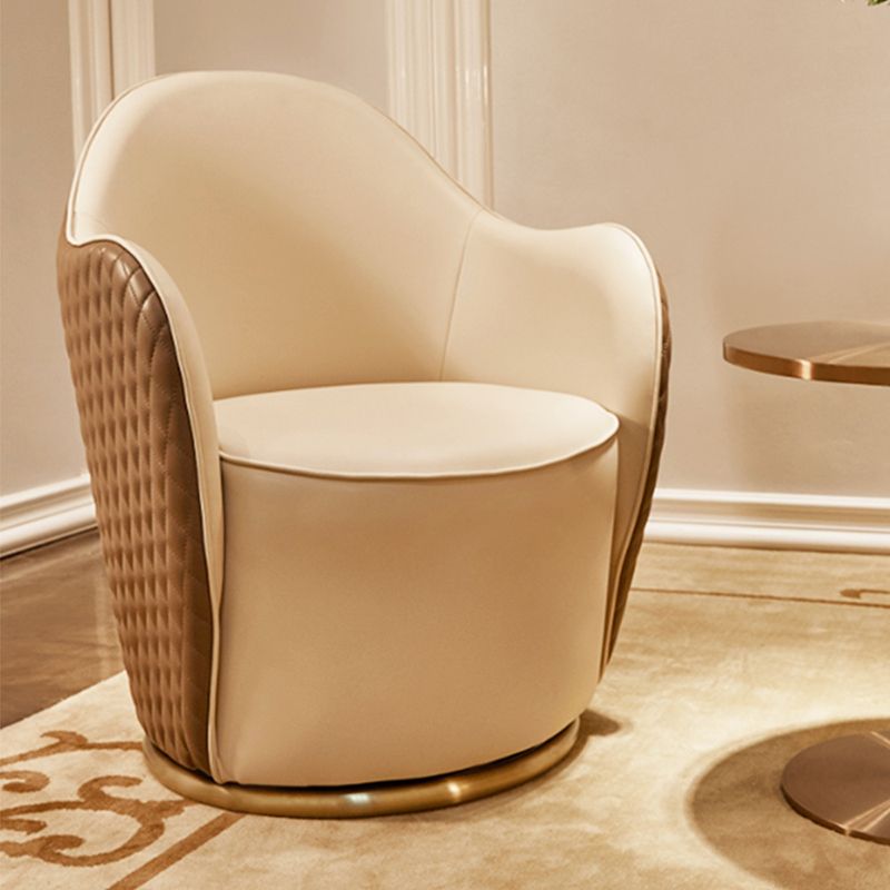 Round Base Style Side Chair Leather Lounge Chair for Living Room