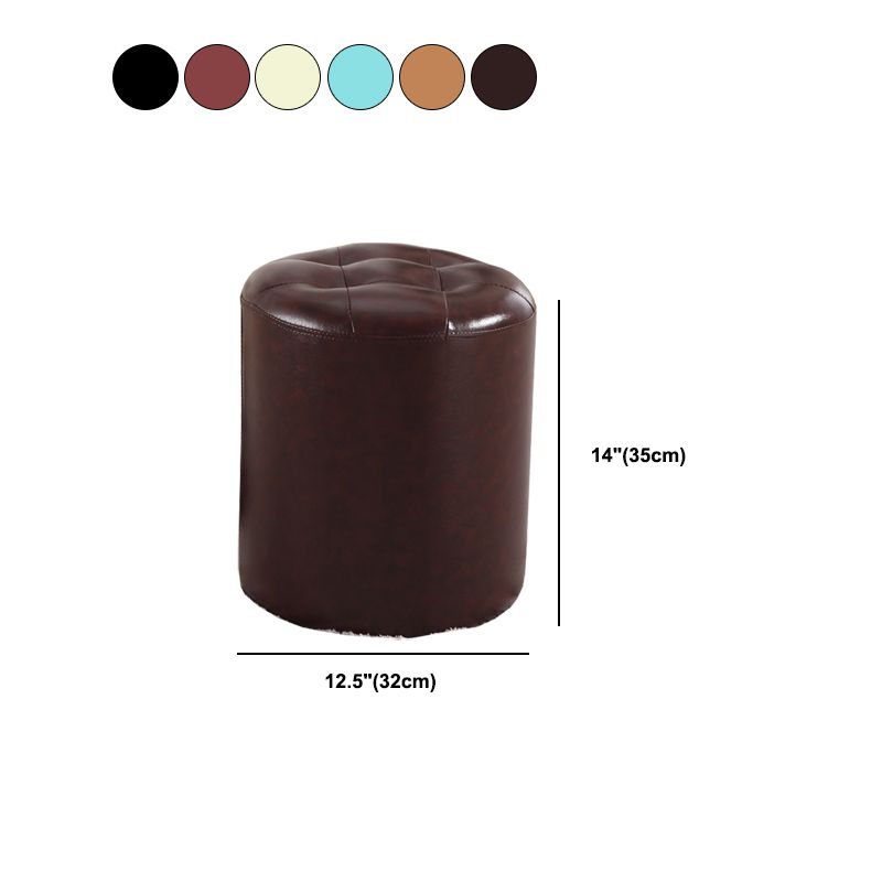 Round Genuine Leather Ottoman Standard Tufted Plain Water Resistant Modern Ottoman