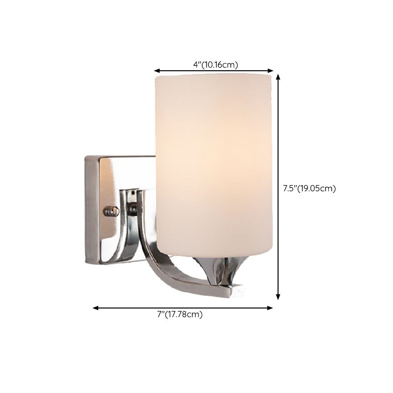 Modern Chrome Vanity Lighting Glass Shade Wall Light Fixture for Bathroom
