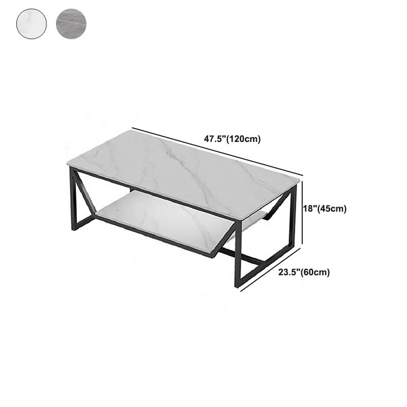 Slate Minimalist Coffee Table Trestle Coffee Table with Storage