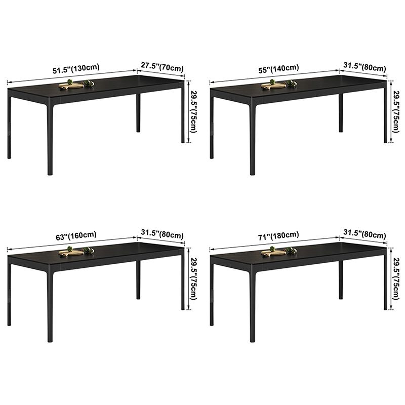 Cena de comedor de piedra sinterizada de estilo moderno Mesa de cocina Black Rectangle Mesa