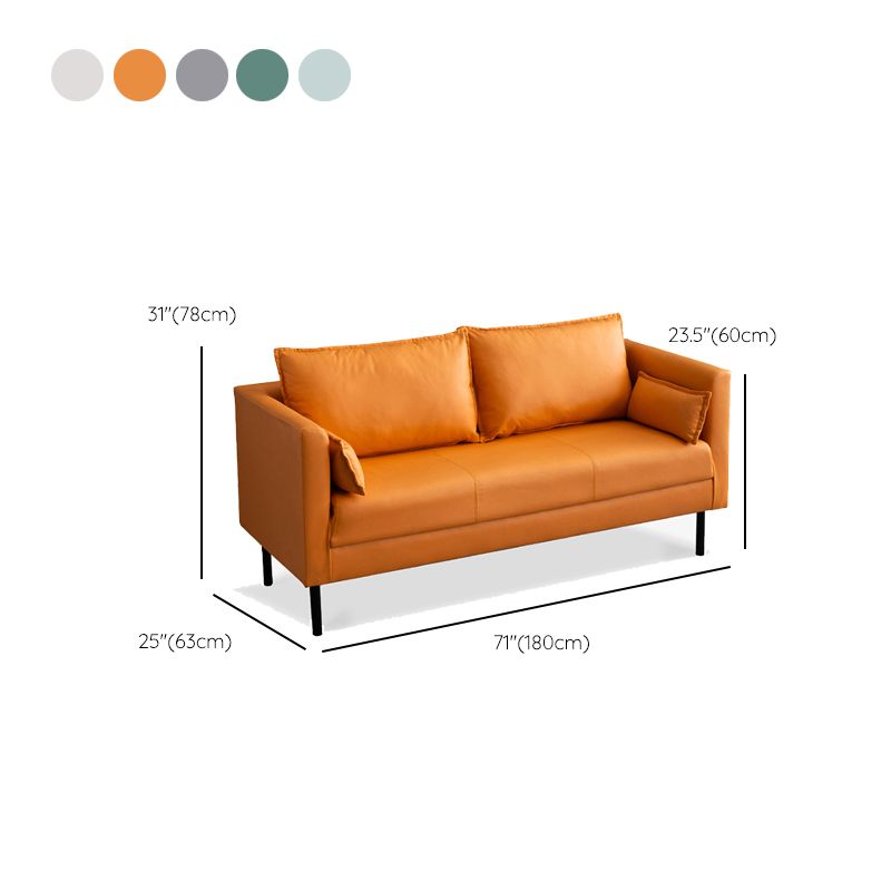 30.7" High Glam Sofa Faux Leather Tuxedo Arm Sofa with 2 Pillows