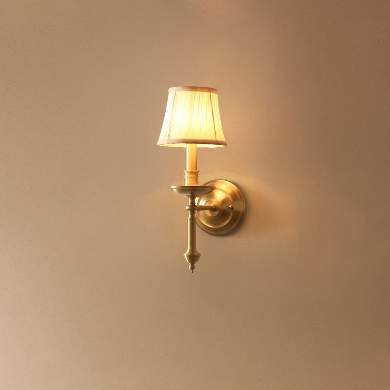 Classic Single Wall Mounted Lamp, Wallchiere Design with Empire Shaped Fabric Shade