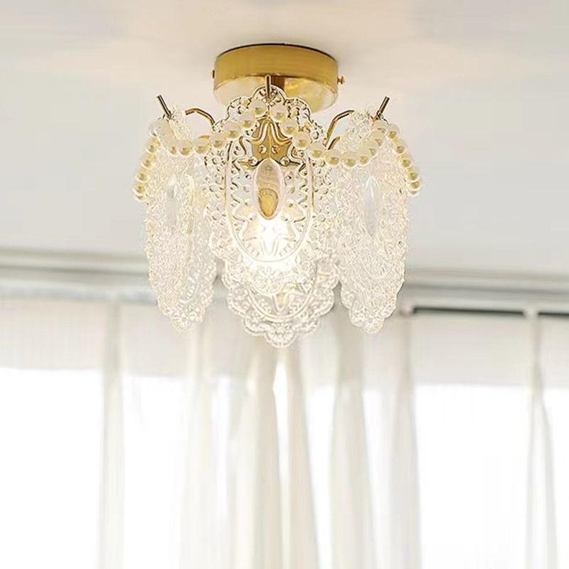 Modern Style Glass Shade Ceiling Light Household Flush Mount for Dining Room