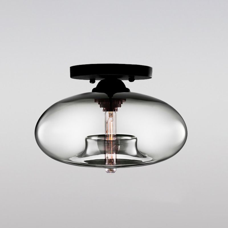 Oblong Flush Deckenleuchte Modernist Glas 1 Lichthimmel Blau/Amber/Rauch Grau/Kaffee Deckenleuchte, 11 " W