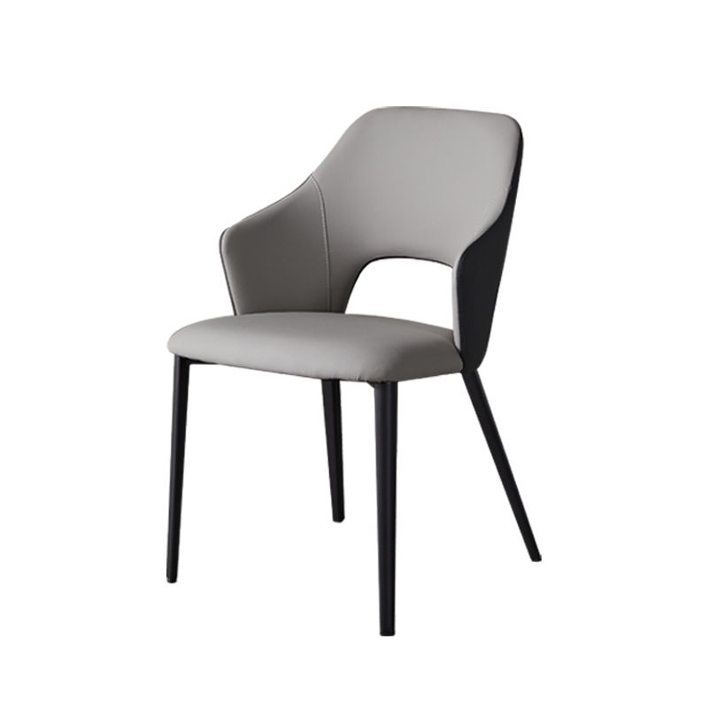 Contemporary Faux Leather Dining Chairs Black Legs Arm Chair