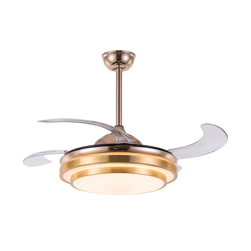 Lampe a 4 lame rotonde in metallo a livello semifulco modernismo modernismo lampada a ventola a soffitto per sala da pranzo, largo 19 "