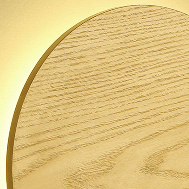 Nordic Style Wood Wall Light Round Shape 1 Light LED Wall Sconce for Bedroom