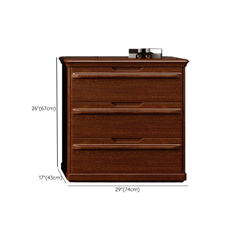 Contemporary Walnut Wood Storage Chest Vertical Chest in Brown with Drawers