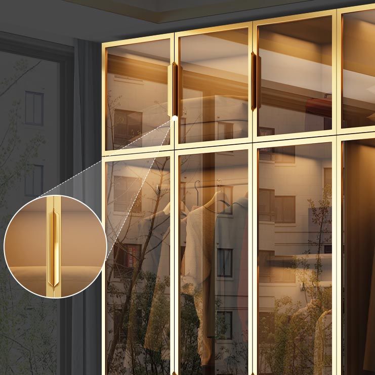 Wood and Glass Wardrobe Cabinet Contemporary Hinged Wardrobe Closet