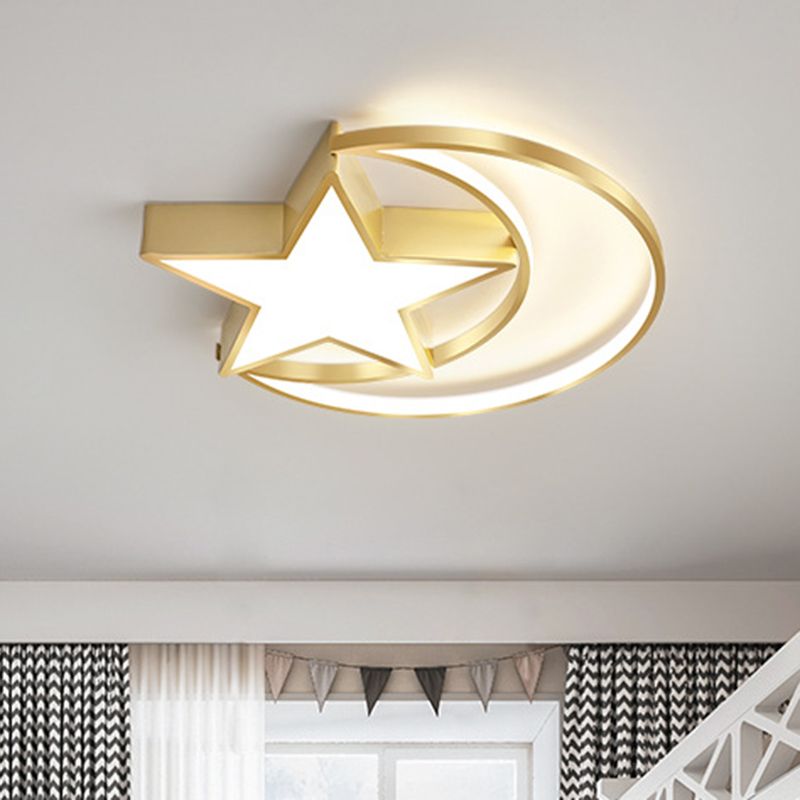 Halve en ster metalen plafondlamp Minimalistische LED-gouden inbouwverlichting in warm/wit licht