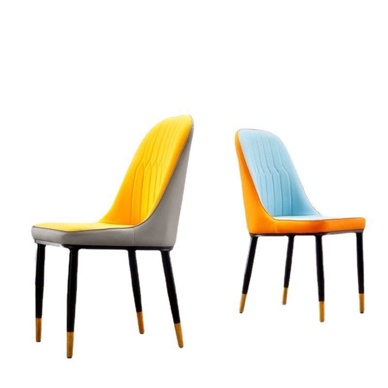 PU Leather Dining Chairs Nordic Style Parsons Armless Chair Set