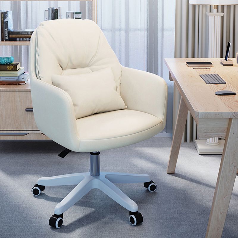 Faux Leather Desk Chair Contemporary Pillow Included Office Chair with Wheels