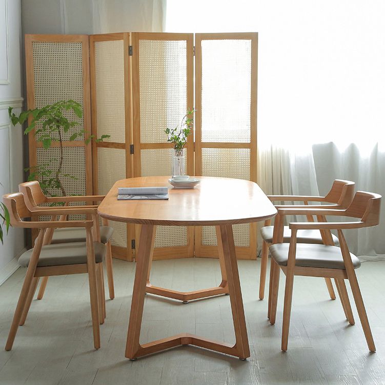 Tavolo da pranzo in tono marrone in legno massiccio semplicità tavolo doppio piedistallo per sala da pranzo