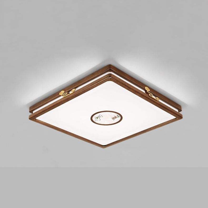 Modern Geometric LED Ceiling Lamp Wood Flush Mount for Balcony Dining Room