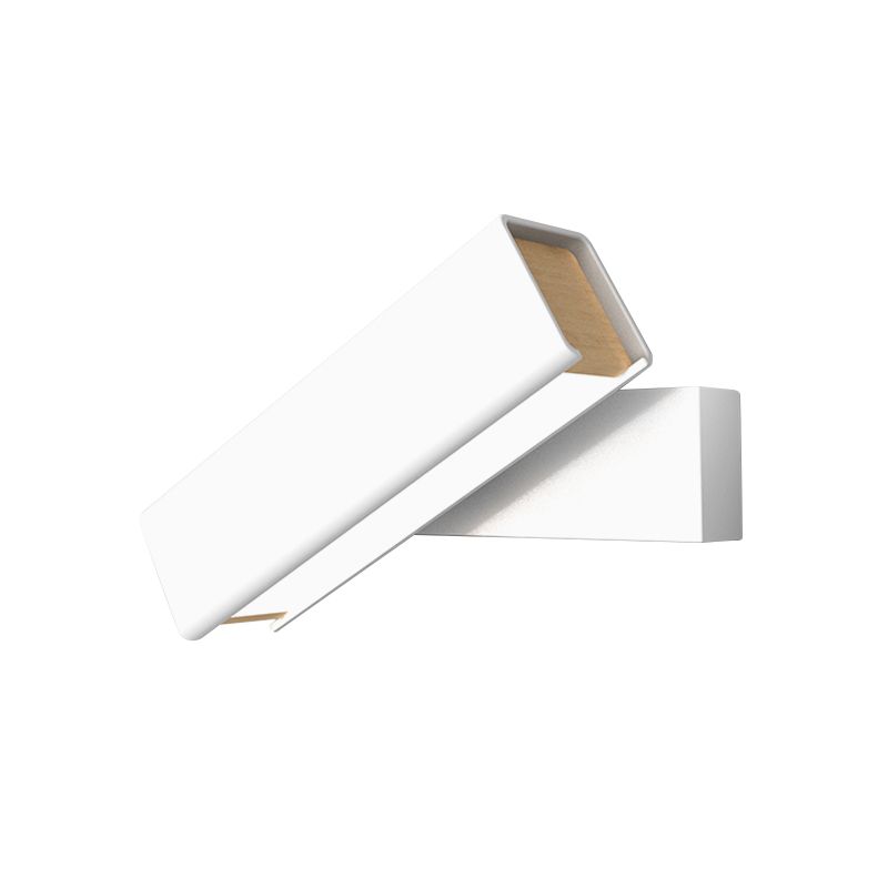 Rotatable Cuboidal LED Sconce Lamp Modern Aluminum Black/White-Wood Wall Mounted Lighting in Warm/White Light