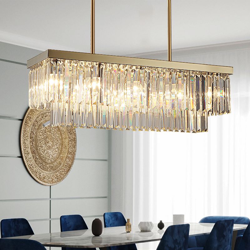 Rettangolo Crystal Island Pendant Light Minimalist Style Clear Island Flachture