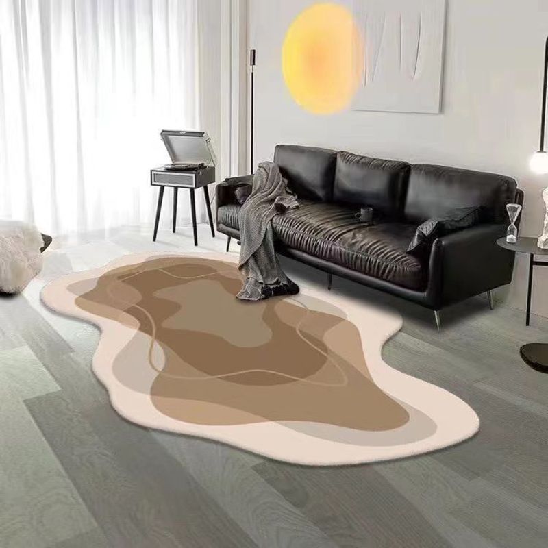 White Color Block Rug Polyester Modern Rug Stain Resistant Rug for Living Room