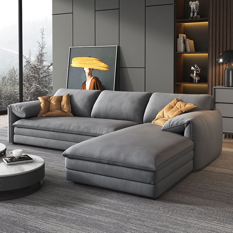 68"W Contemporary Sectional Sofa Fabric Stationary Sectional