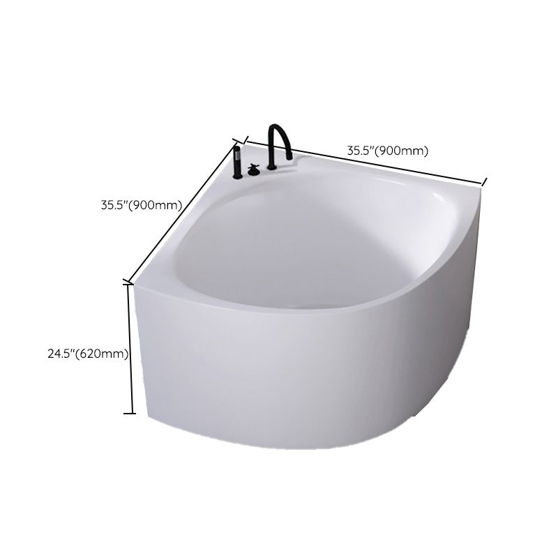 White Acrylic Corner Soaking Bath Modern Back to Wall Bathtub