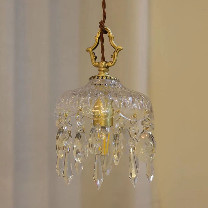 Modern Crystal Wall Sconce Flower Shape Vanity Lamp with Glass Shade for Bedroom