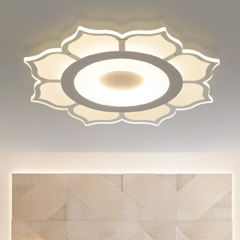 Lotus Shaped Flush Mount Lighting Minimalist Acrylic Clear LED Flush Mount Fixture for Living Room