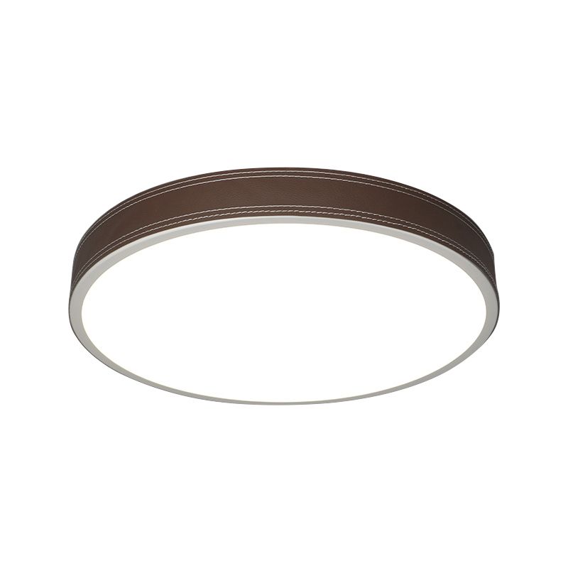 Luz de techo de disco con luz LED nórdica de montaje empotrado de cuero rojo/azul/verde para dormitorio en blanco cálido/blanco, 12 "/16"/19,5 "de diámetro