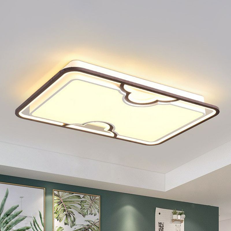 Plafonnier rectangulaire nordique en acrylique pour salon, luminaire LED encastré