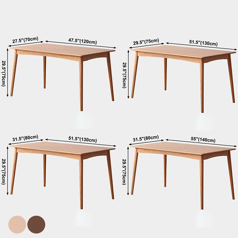 Table à manger rectangle de style contemporain table en bois massif avec 4 pieds