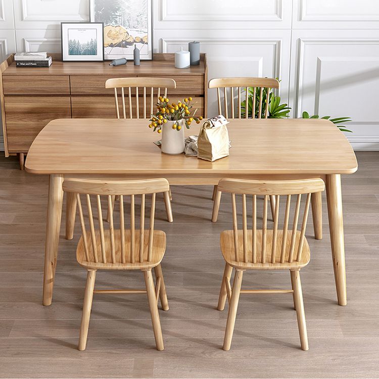 Modern Style Solid Wood Dining Set with 4 Legs Fixed Table Dinette Set for Dining Room