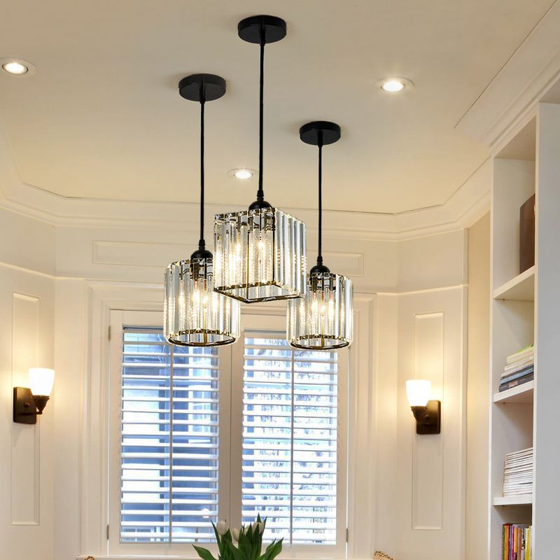 Contemporary Cube Pendant Light Crystal Hanging Pendant for Living Room