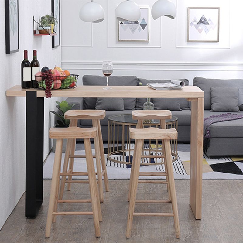Modern Solid Wood Counter Stool Backless Bar Stool with Footrest